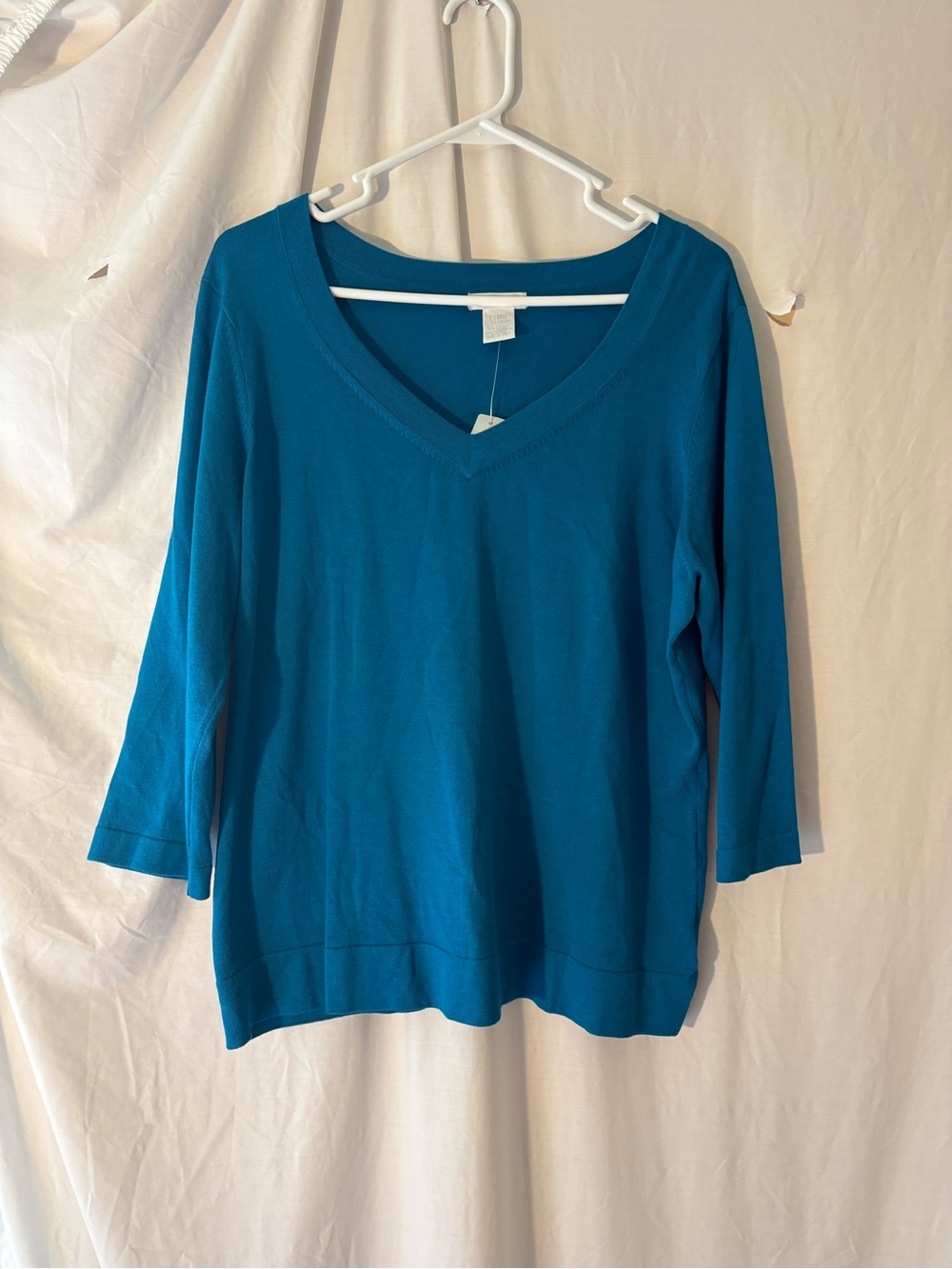 Worthington Teal V-Neck 3/4 Sleeve Top